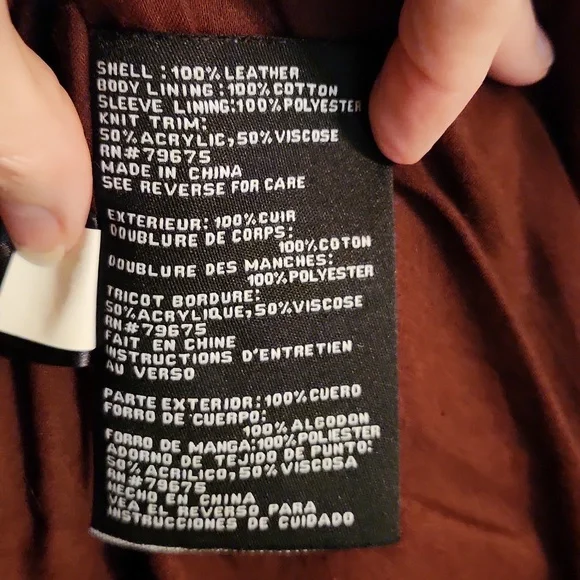 Michael Kors burgundy leather moto jacket quilted - Picture 5 of 8